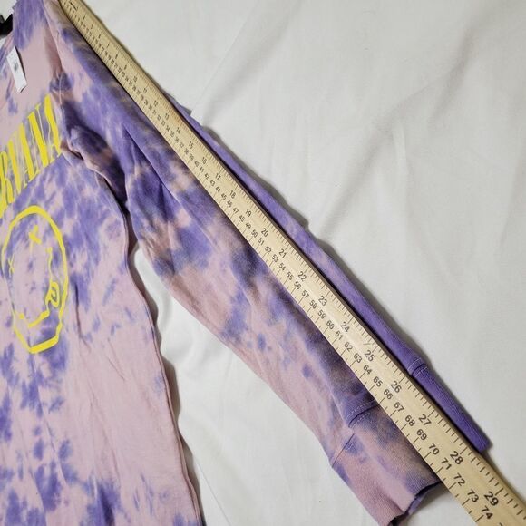 NEW XL UNISEX NIRVANA LONG SLEEVE PINK PURPLE TIE DYE TSHIRT MENS WOMENS NWT - Picture 3 of 9